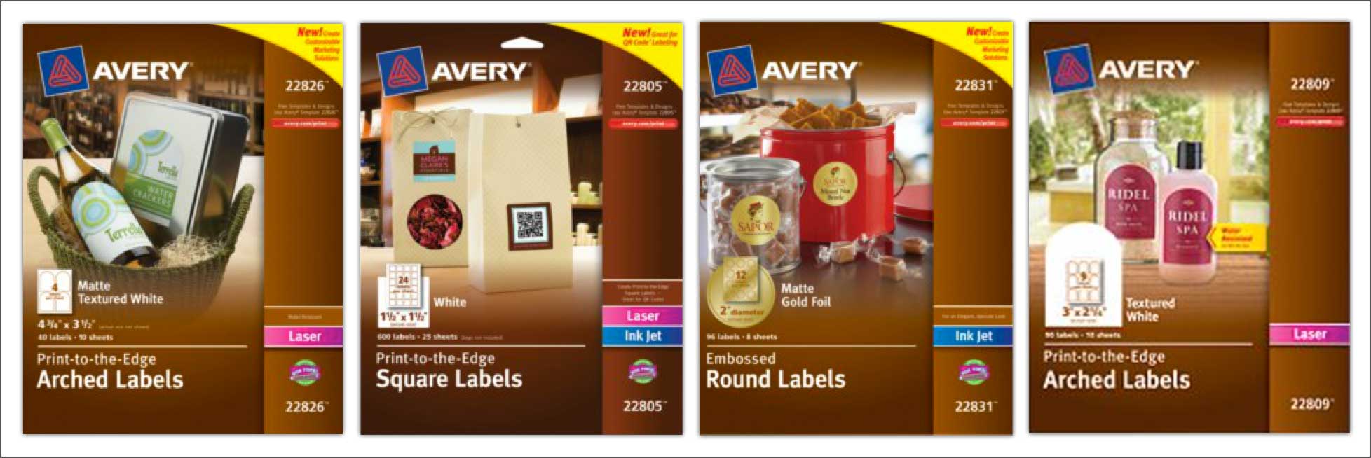 Avery marketing labels box shots.